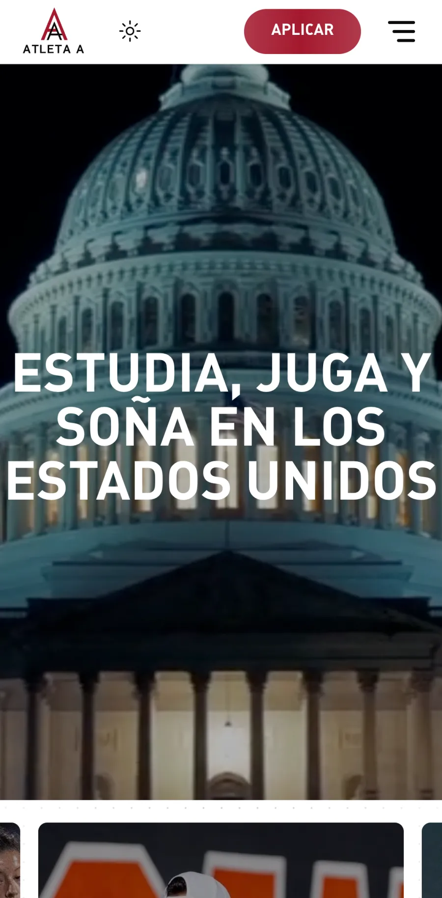 Atleta A on mobile, screen 1