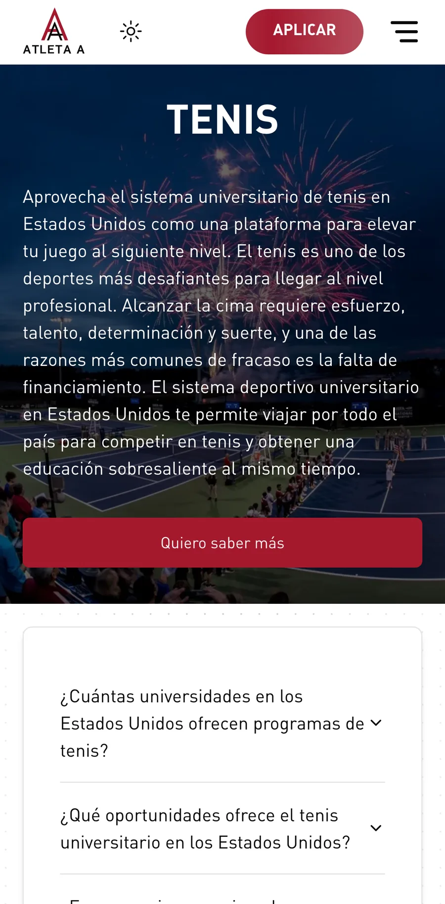 Atleta A on mobile, screen 3