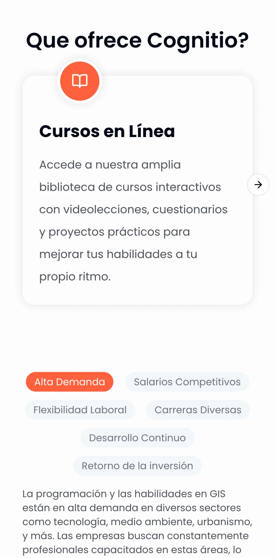 Cognitio on mobile, screen 2