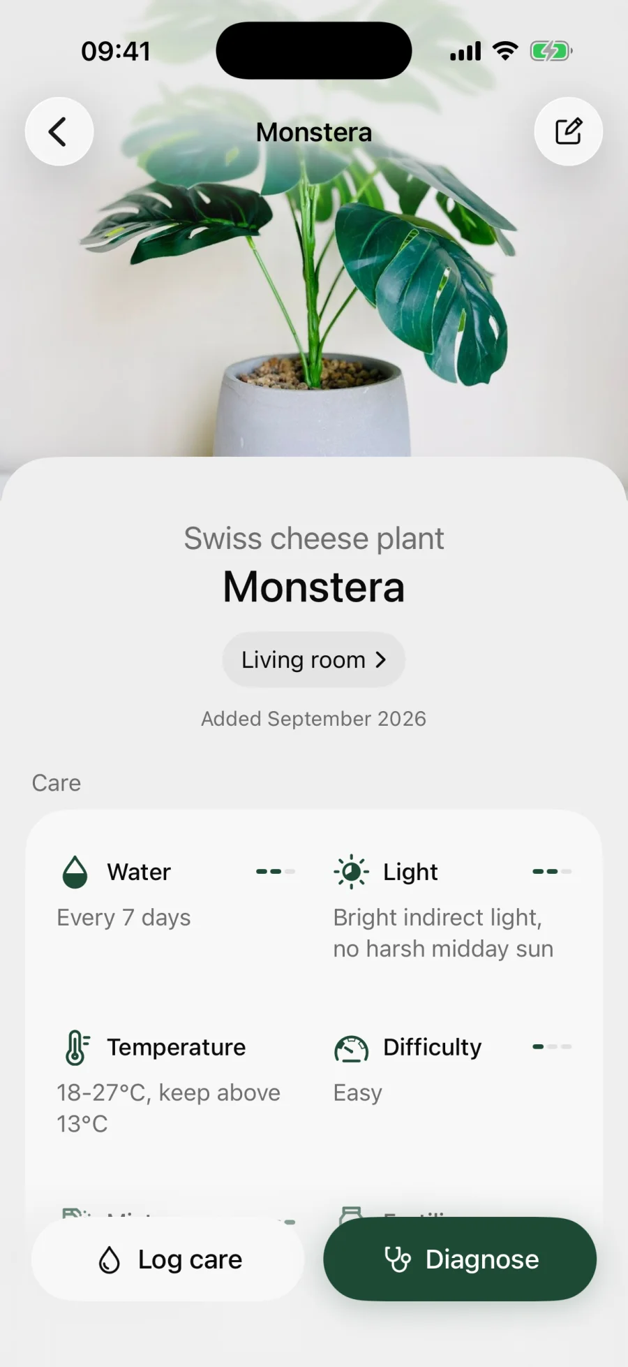 Plant Rescue on mobile, screen 1